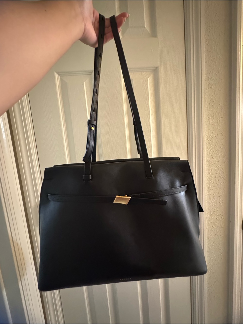 RADLEY LONDON Christina Zip Black Tote Shoulder Bag with Gold Accent